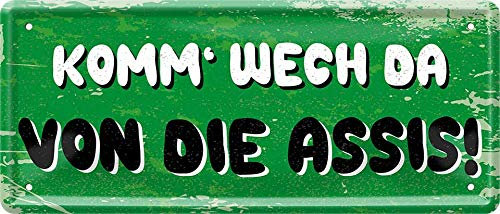 Komm' wech da von die Assis! Ruhrpott 28 x 12 cm Spruch Deko Blechschild 1140