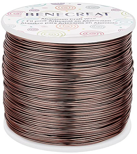 Benecreat Aluminiumdraht, eloxiert, für Schmuckherstellung, Perlenarbeiten, Blumenmuster, farbiger Aluminiumdraht 20 Gauge braun