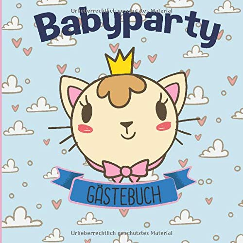 Babyparty Gästebuch: Babyparty Gästebuch Mädchen für Baby Shower und Baby Party | Geschenk-Idee als Babyparty Deko mit Katze-Motiv | Gästebuch & ... & Platz für Fotos | Babyparty Buch & Album