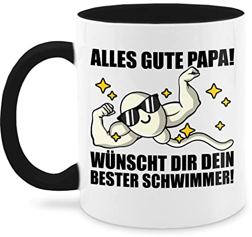 Tasse Tassen 325ml - Geschenk zum Vatertag - Alles Gute Papa - Wünscht dir dein bester Schwimmer - 325 ml - Schwarz - geschenke vatertagstasse männertag spermien kaffeetasse vatertags