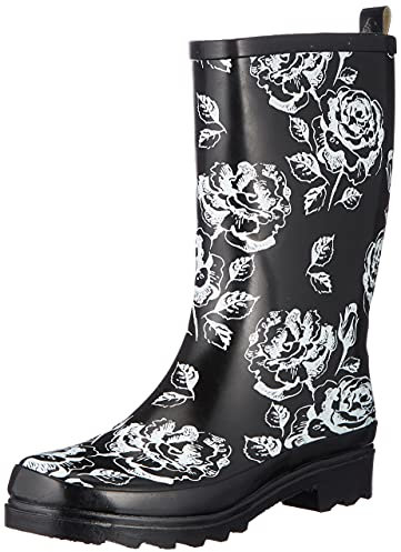 Beck Femme Black Roses Botte de pluie, Noir, 36 EU
