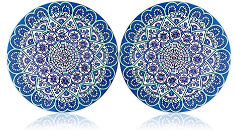Stein-Untersetzer aus Keramik für heiße Töpfe und Pfannen, hitzebeständige Matten mit schönem Sonnenblumenmuster und kratzfestem Korkboden, Geschenke für Freunde, rund, 19, 8 cm, 2er-Set
