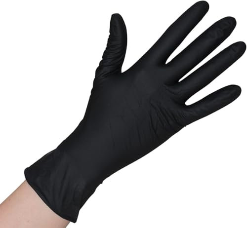 Herrmann Einweghandschuhe 200 Stück/Box, Schwarze Nitrilhandschuhe L, puderfreie & latexfreie Einmalhandschuhe, Handschuhe in Gr. XS, S, M, L, XL