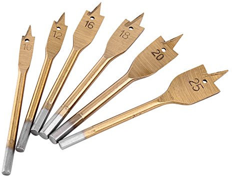 Broca plana para taladrar madera, herramienta para trabajar la madera Broca de pala de 10-25 mm, 6 brocas de paleta de acero con alto contenido de carbono para la industria Taladros