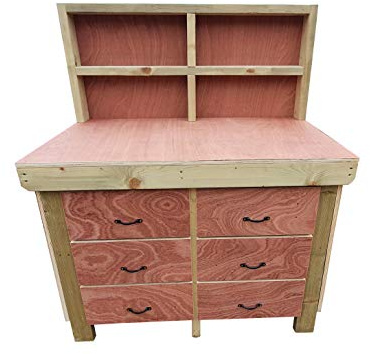 Arbor Garden Solutions Wooden Workbench Tool Cabinet With Back Panel - 18mm Eucalyptus Hardwood Top - Industrial Heavy-Duty Work Table (6ft)