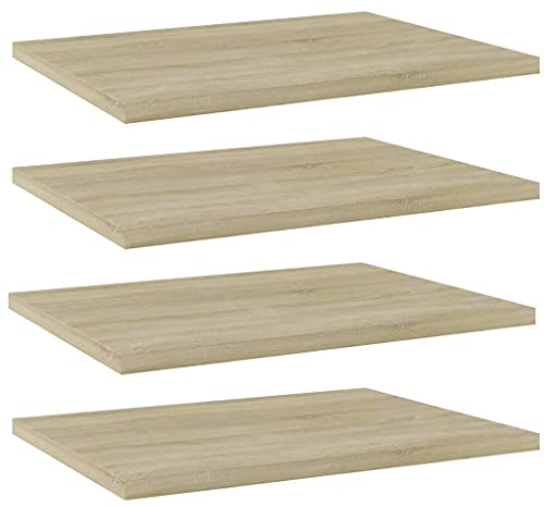 vidaXL Panneau de Bibliothèque 4 pcs, Étagère Murale Flottante, Plaque d’Étagère de Rangement Salon Intérieur, Chêne Sonoma Bois d’Ingénierie
