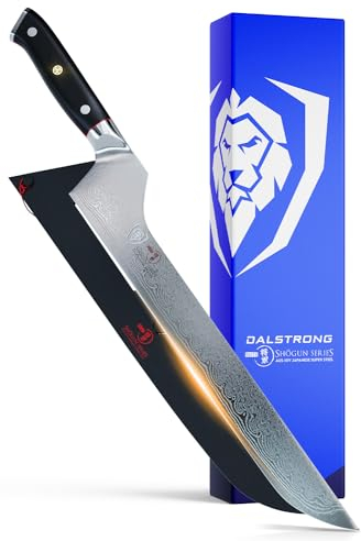 DALSTRONG Slicing Knife - Offset Blade Carving Knife - 12 inch - Shogun Series Elite - Japanese AUS-10V Super Steel Kitchen Knife - G10 - Damascus - Vacuum Treated - Sheath - Bread Knife, Meat Slicer
