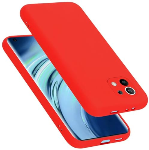 Cadorabo Hülle kompatibel mit Xiaomi Mi 11 5G Hülle Silikon Handyhülle für Mi 11 5G Case aus flüssigem Silikon- Kratzfeste und stoßfeste dünne TPU Schutzhülle - Liquid ROT