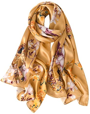 STORY OF SHANGHAI Womens 100% Natural Mulberry Silk Scarf Multi-use Scarves for Ladies,Palace Yellow