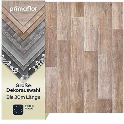 Primaflor PVC Bodenbelag Meterware TACUTO - Eiche Chalet, 2,00m x 4,00m, Vinyl-Boden in Holzoptik für Küche, Wohn- und Badezimmer, Hochwertige Auslegware, Anti-Rutsch Oberfläche