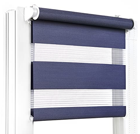 Fenster DEKOR - Rollos für Fenster Marineblau - Klemmfix Rollo ohne Bohren 120 x 60 cm - Doppelrollo mit einer breiten Auswahl an Größen und Farben - Blickdichte Rollos, einfach zu montieren