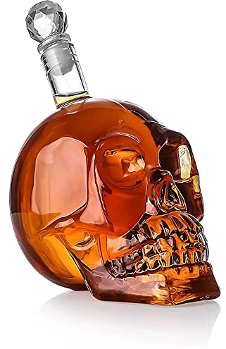 WDDP Carafe à Décanter Verre Forme Tête Mort, Carafe Tête de Mort Crâne, Carafes à Whisky crâne, Carafe Whisky Verre, Crâne Carafe à Décanter, (550ML) pour Whisky, Vins et Spiritueux
