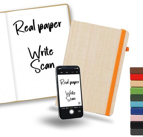 Smart Notizbuch - Machen Sie Notizen in Ihrem digitalen Notizbuch und speichern Sie sie auf Ihrem Smartphone - 190 A5-Seiten - Farbe Gelb - Ökologisch - Kompatibel mit iOS/Android - TheSmartNotebook