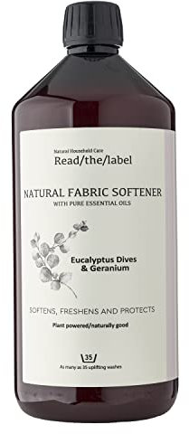 Read The Label Natural Fabric Softener 1000ml – Eucalyptus & Geranium – Plant-Based Fabric Conditioner with Essential Oils – Softens, Freshens & Protects – Non-Bio & Vegan