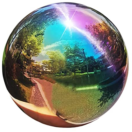 Pelota Jardín Anti-Ancho Mirando En El Arcoiris Fuentes Solares De Agua para El Jardin Esfera De Jardín Suave Globos De Jardín Al Aire Espejo Exterior Acero Inoxidable Sin Costura