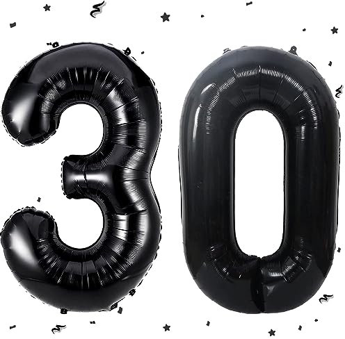 Luftballon 30. Geburtstag Schwarz , XXL Riesen Schwarz Folienballon 30 für Frauen,40Luftballon 30. Geburtstag,Zahlen 3 und 0 Folienballon für 30 Jahre Geburtstagsdeko Jubiläum Party Dekoration