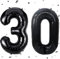 Luftballon 30. Geburtstag Schwarz , XXL Riesen Schwarz Folienballon 30 für Frauen,40Luftballon 30. Geburtstag,Zahlen 3 und 0 Folienballon für 30 Jahre Geburtstagsdeko Jubiläum Party Dekoration
