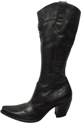 Stivali texani donna NeroGiardini art 190 tacco 60 mezza gamba cerniera laterale elastico laterale Vera pelle Nero (38)