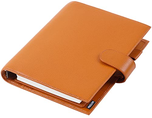 Moterm A5 Luxe Ringe Planer - Echtes Leder Binder Organizer (Kiesel-Gebranntes orange,30mm Ring)