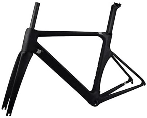 OKUOKA Bike Front Suspension Bike Frames T800 carbon fiber Road bike rack 700C wheels With fork 48/50/52/54/56cm (Color : Black, Size : 50CM)