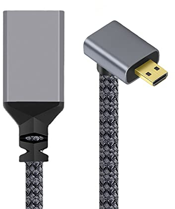 NFHK 4K Typ-D Micro HDMI 1.4 Stecker 90 Grad nach unten abgewinkelt auf HDMI Buchse Verlängerungskabel für DV MP4 Kamera DC Laptop