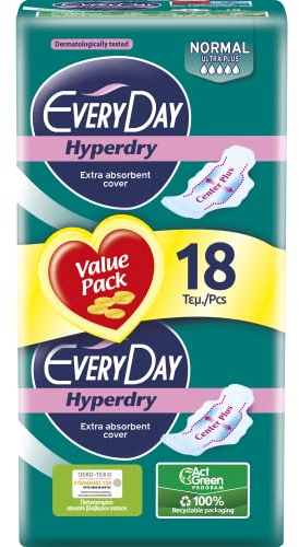 EveryDay Hyperdry Assorbenti Ultra con Ali, Filtrante Iper Asciutto e Ultra Assorbente, 18 Unità