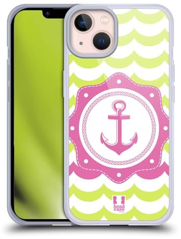 Head Case Designs Ancla Rosada Marinero Caso Funda de Gel Suave Compatible con Apple iPhone 13