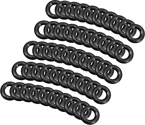 QUARKZMAN 50 Stücke Nitrilkautschuk Dichtungsring Runde Unterlegscheibe 5mm x 2mm x 1,5mm für Wasserhahn Klempner Reparatur Dichtung Verbindung, Schwarz