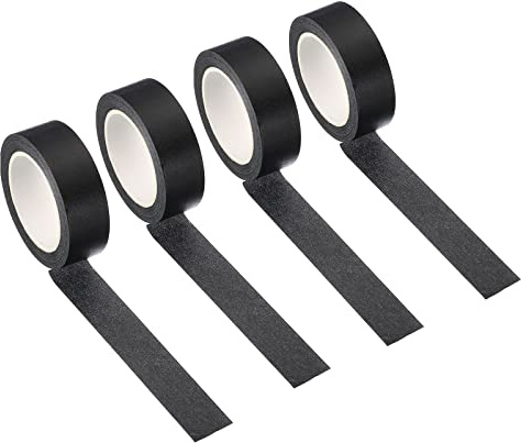 PATIKIL 4 Rotolo Nastro Olografico Washi 0,59 Pollici x 10,93 Iarde Nero | per Fai da Te Arte Artigianato Confezione Decorazione, Autoadesivo Mascheratura Adesivo