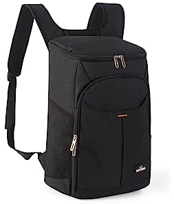 25L Sac à Dos Isotherme à Glacière, Sac Isotherme Portable Cooler Backpack Bag, pour Hommes Femmes pour Camping, Pique-Nique, Barbecue, événements (Noir)