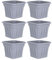 M1SS Set of 6-40cm Traditional Grey Square Planter Upcycled Plastic Weather Resistant Flower Pots Plant Pot Decorative Home Gardening Nursery Aloe Orchid Seedlings Sapling Box Drainage Holes
