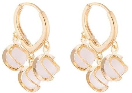 HUGE TOMATO Lily of The Valley Ohrringe 3 Mondstein Tropfen Ohrringe Gold Hoop Ohrringe in Sterling Silber Pin, Kupfer, Kein Edelstein