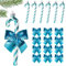 COLOFALLA 18 Stück Weihnachtsbaumschmuck Set 6 STK Zuckerstangen Anhänger mit 12 STK Schleifen Zuckerstangen Weihnachtsbaum Zuckerstangen Weihnachten Weihnachten Hängende Deko (hell Blau)