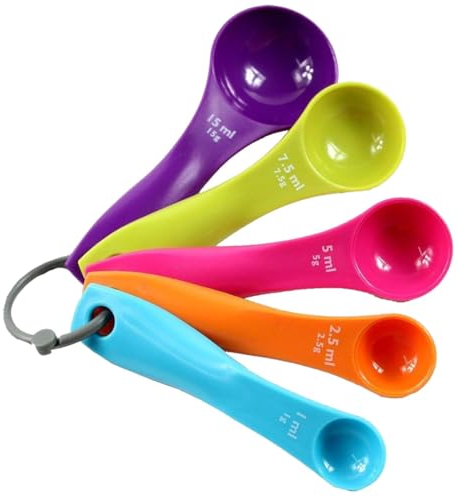 BZKSER Ensemble de cuillères doseuses - 5 cuillères doseuses de Couleurs de différentes capacités, cuillères doseuses en Plastique pour Outils de Mesure de liquides et de poudres,doseuse Plastique