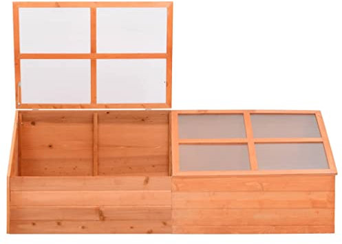 Hovothy 180x57x62 cm Serra da Giardino in Legno Serra Esterna con 2 Pannelli in PC e Fondo Aperto Serra da Balcone Invernale Serra per Piante Ornamentali Serra Orto Serra Fredda Legno e Pannelli PC