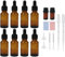 Reyshin 20ml Glass Dropper Bottles, 8 Pack Amber Glass Bottle with Dropper Pipettes Refillable Sample Dropper Bottle for Essential Oil Massage Aromatherapy Eye Drops (20ml amber)