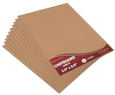 Mega Format Cardboard Sheets, Chipboard Sheets, Chip Board, Paperboard .022 Thick - Cardboard Paper, Cardboard Inserts for Mailers, Cardboard for Crafts, Large Cardboard Sheets (5.5 x 8.5, 10-Pack)