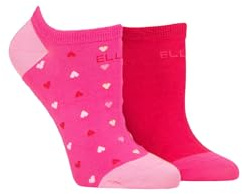ELLE Ladies No Show Socks -Plain Patterned and Striped Soft Breathable Bamboo Material in a Multipack of 2 Size 4-8 (UK, Numeric, 4, 8, Regular, Regular, Cherry Fizz Patterned)