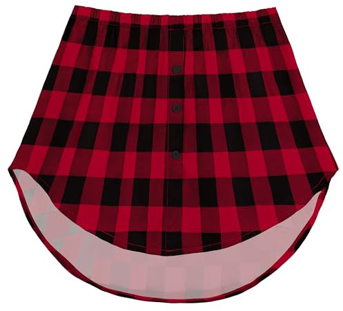 Girstunm Women's Shirt Extender for Women Adjustable Layered Fake Top Lower Sweep Shirt Half Length Mini Skirt for Girls Schwarz Rot Kariert 2XL