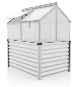 Hochbeet mit Frühbeet-Aufsatz, hochwertiges Treibhaus mit Hohlkammerplatten, Mini-Gewächshaus