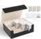 ZLCA Triple Card Deck Box for TCG, MTG & Commander Cards Holds 1800+, PU Leather Magnetic Closure, Organizer (Black&Gold)