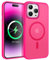 GUAGUA Coque pour iPhone 14 Pro Compatible avec MagSafe Protection Antichoc Qualité Militaire Dos Anti Rayures Étui Housse Arrière Translucide Givrée Anti-Empreintes Digitales,6.1'' (Rose Vif)