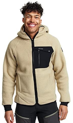 RevolutionRace Sherpa Hoodie für Herren, Outdoor Fleecejacken perfekt für Wanderungen und Outdoor-Abenteuer, Beige Khaki, 4XL