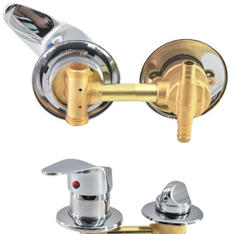 Duscharmatur, 2-Wege-Intubation, Wasserhahn aus poliertem Messing, Abstand von 12,5 cm, Mischventil für warmes und kaltes Wasser, Mischventil, Badarmatur