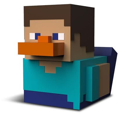 TUBBZ: Minecraft - Steve Blocky Hero Rubber Duck Collectable Toy 9 cm | Official Minecraft Merchandise – Vinyl Figure with Bathtub Display, Block Hero, Gaming Fan Decor & Novelty Duck Gift