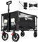 Sekey Folding Festival Trolley with Brake, 330LB Capacity Heavy Duty Beach Cart, Breathable & Quick-Dry, 200L Camping Wagon on All-Terrain Wheels, Adjustable Handle, Drink Holders, Black
