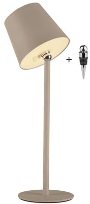 SellTec LED Tischleuchte Akku USB, Flaschenleuchte weiß dimmbar Touchdimmer, IP54 Außen für Garten, Gartentisch, Camping, Balkon oder Terrasse (sand)