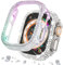 DEALELE [2-Pack] Uhrengehäuse Kompatibel mit Apple Watch Series Ultra 2 49mm / Ultra 49mm, Glitzer Full Diamant Strass Schutzhülle Anti Kratzschutz Abdeckung Gehäuse (49mm, Regenbogen+Transparent)