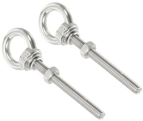 QUARKZMAN M3 1/8x1.97 Bulloni Ad Occhiello in Acciaio Inossidabile Vite Filettata Anello Ad Occhiello con Spalla con Dadi Rondelle per Sollevamento e Sospensione, 2 Set