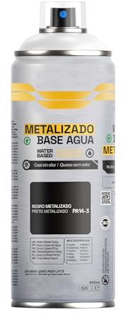 H HANSEL HOME Pintura Spray Base Agua 400ml - Para Muebles, Metal, Plástico y Madera - Ecológica y Sin Olor, Colores Duraderos - Negro Metalizado, 1 unidad